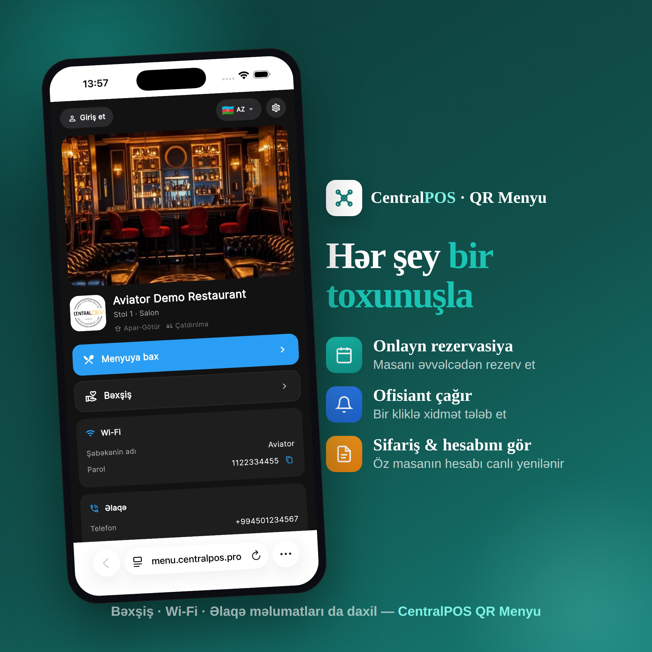 CentralPOS QR Menu — bir toxunuşla sifariş